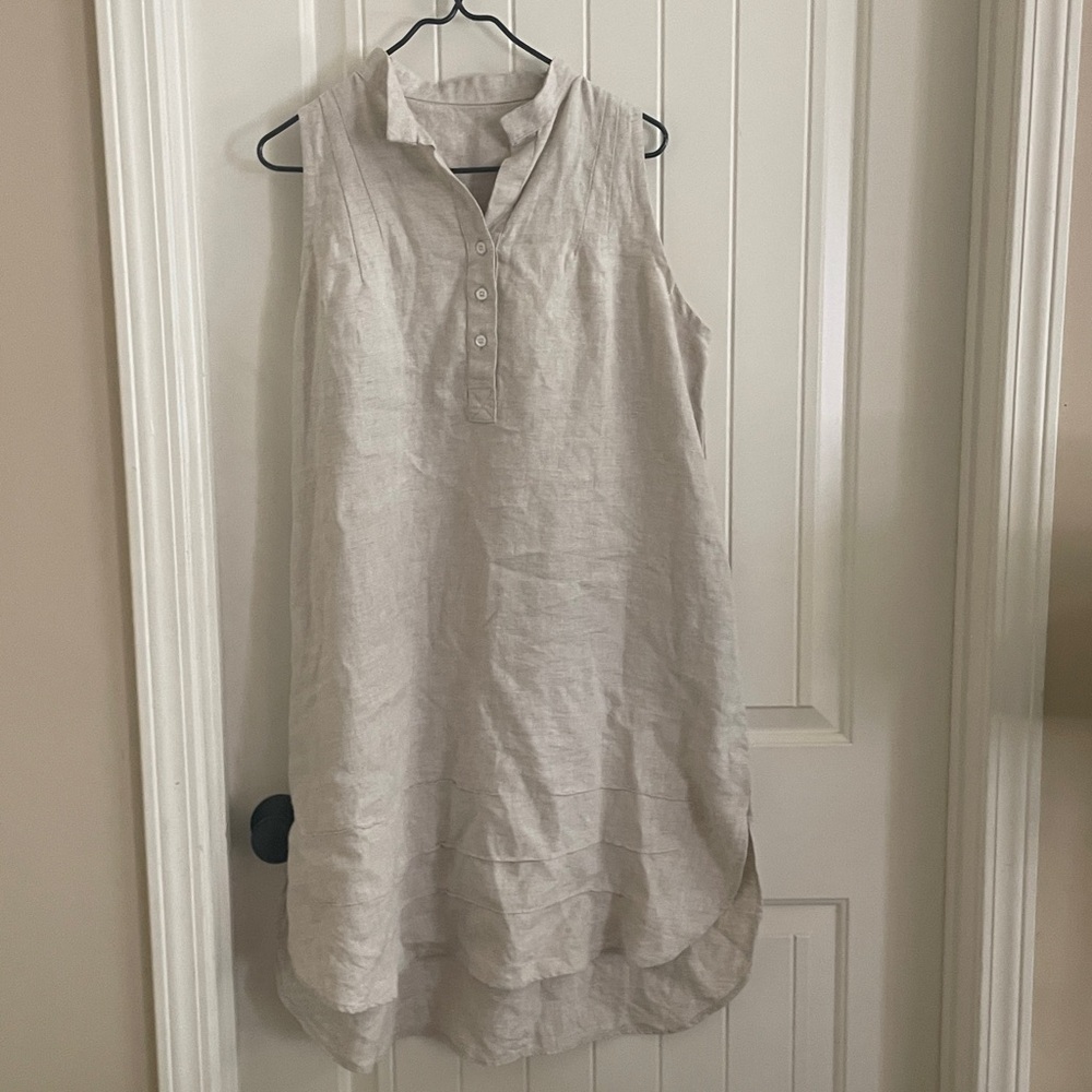 Sleeveless Linen Tunic Dress in Light Natural